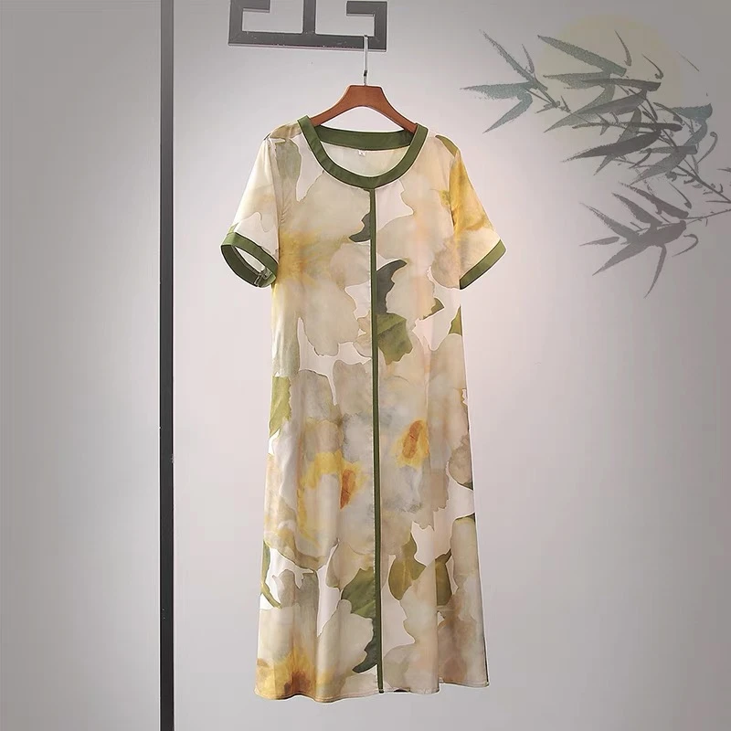 QZ72时尚休闲黄色连衣裙
