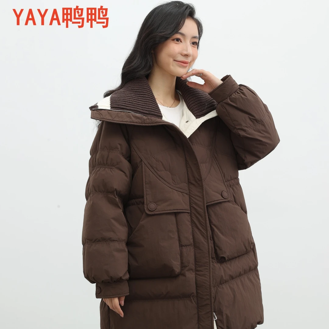 YAYA/鸭鸭2023年新款冬季加厚宽松百搭海军领羽绒服YE3B620782N