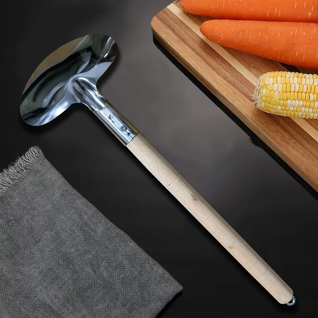 湘西农家不锈钢锅铲家用大小总长木柄不烫手42厘米