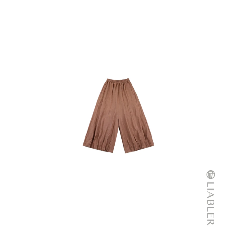 LIABLER/励【长云】2024春夏亚麻丝质休闲阔腿老爹裤 LSS24575T