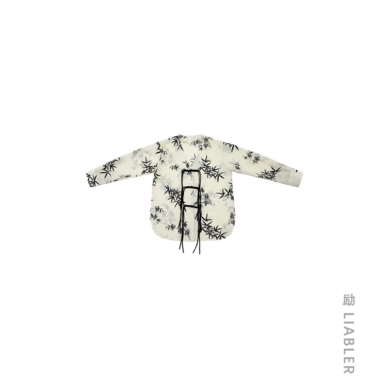 LIABLER/励【竹影扶苏】2024早春植绒竹纹盘扣衬衫 LSS24822J