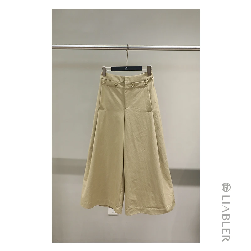 LIABLER/励【青寻】2024早春后腰松紧宽褶百搭显瘦阔腿裤 LSS24178T