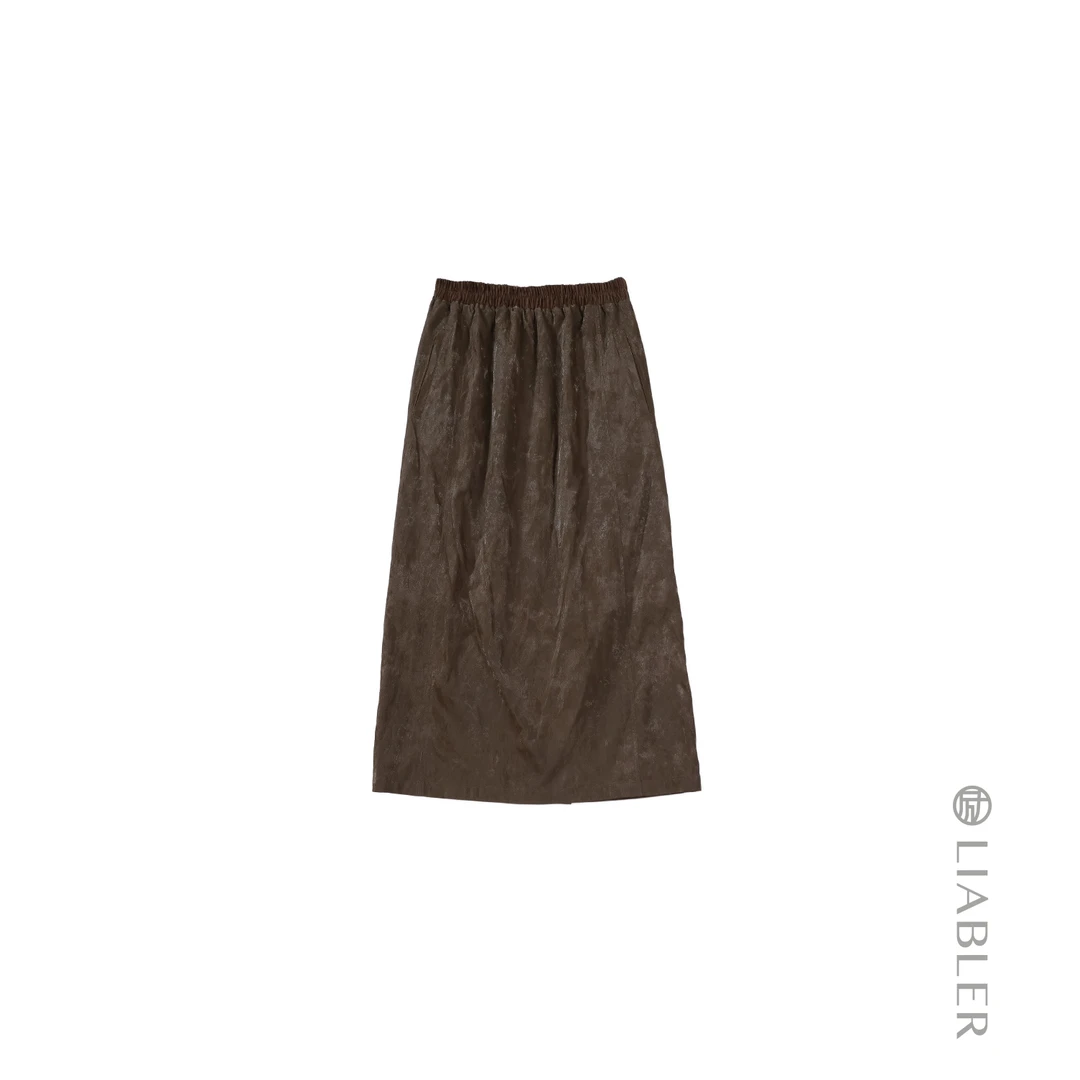 LIABLER【流光梦境】2024秋冬提花松紧腰直筒半裙 LAW24171H