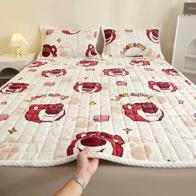 A类加绒加厚牛奶绒夹棉床褥垫床护垫学生宿舍床单垫褥单人床盖