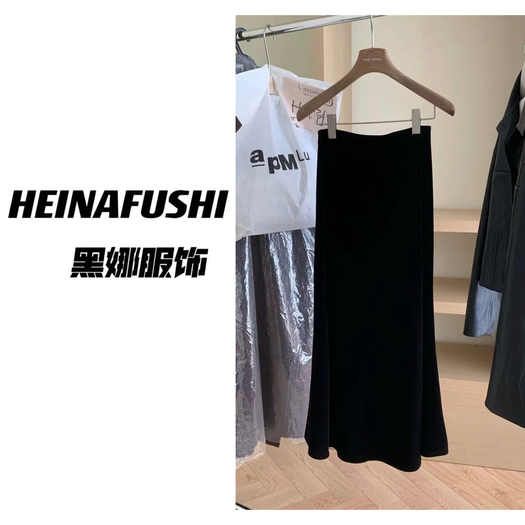 HEINA【半身裙】加绒丝绒裙6183-6188