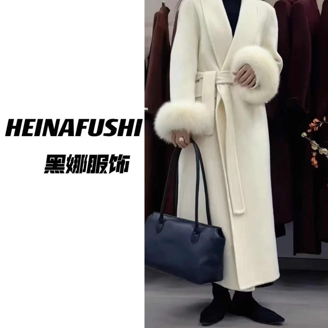 HEINA【高个子专属】狐狸毛可拆卸羊毛大衣2279