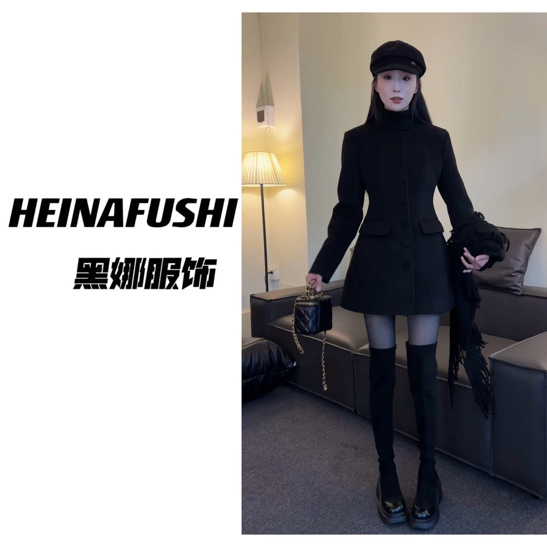 HEINA清仓【外套】收腰毛呢外套8009-1