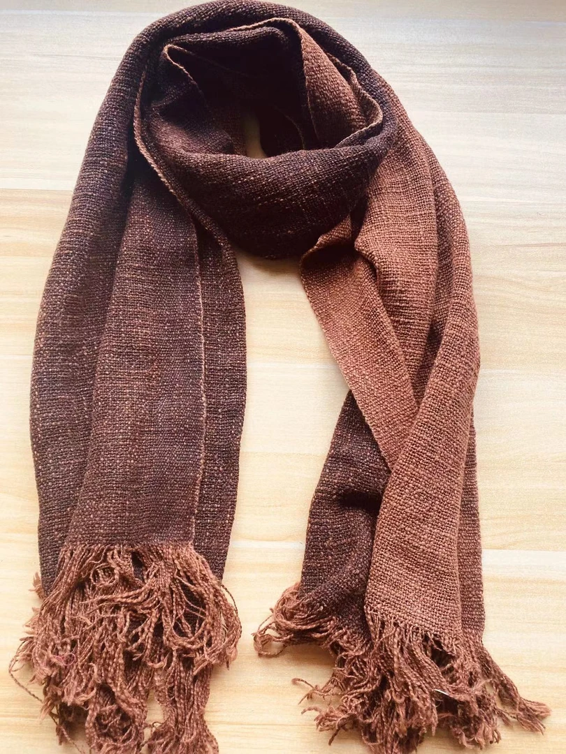 红云纱 手工薯莨染 纯棉围巾 尺寸160CM*50CM 百搭围脖披肩纯色