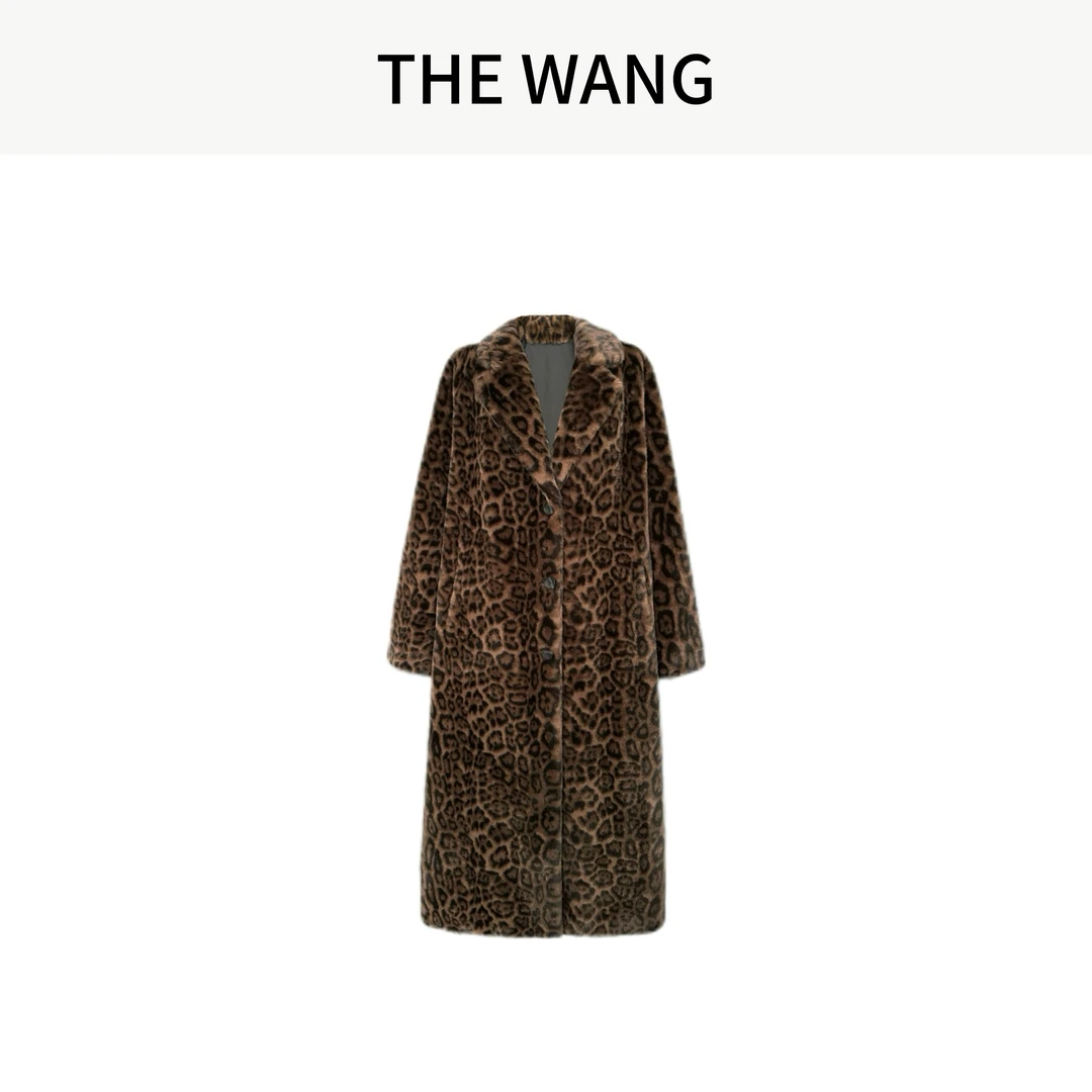 THE WANG 马赫根尼 美式复古豹纹中长款外套