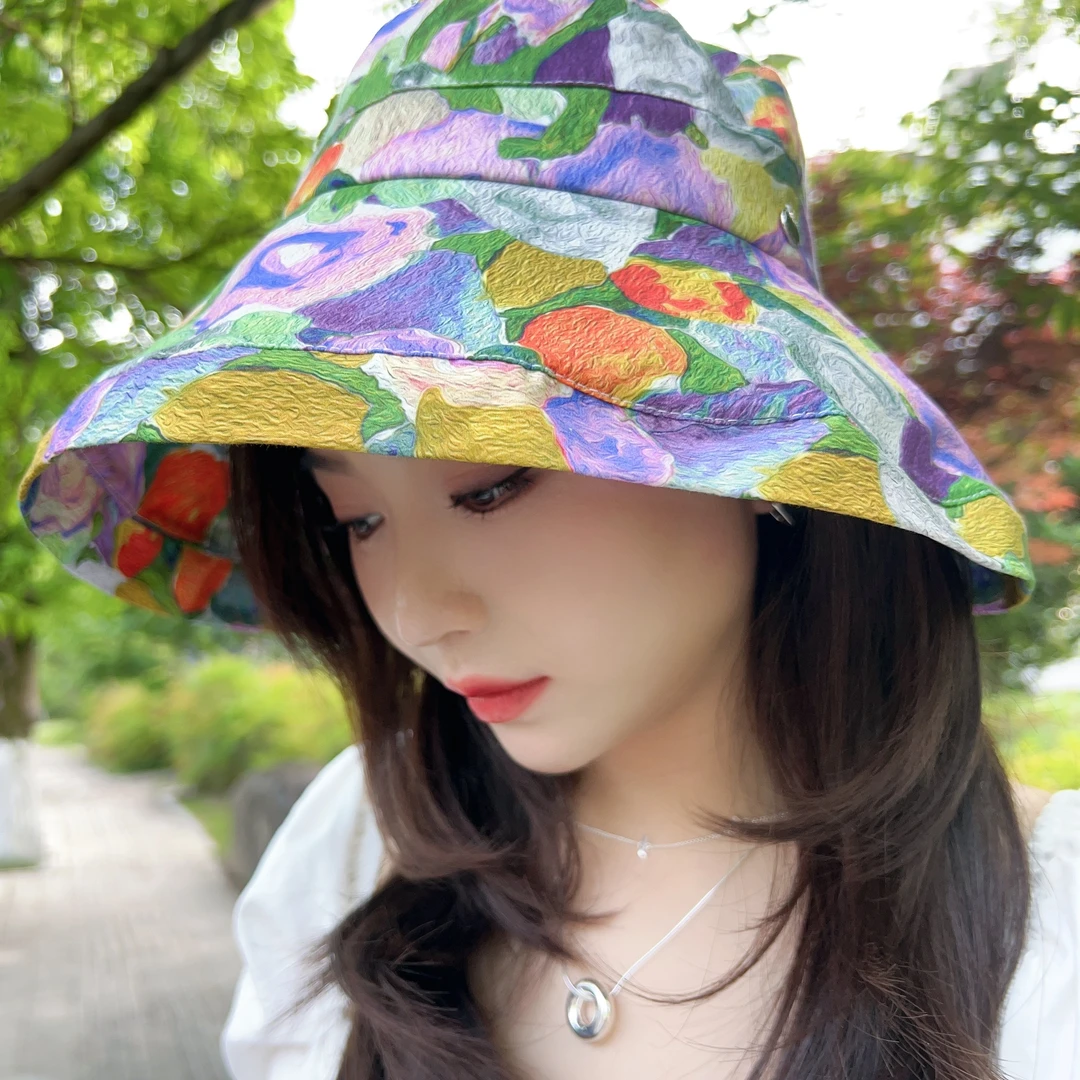 梵高油画超薄可折叠便携遮阳渔夫帽UPF50