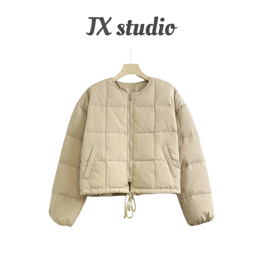 静贤【华夫奶包】冬季新款韩版百搭纯色显瘦新国标90白鸭绒羽绒服