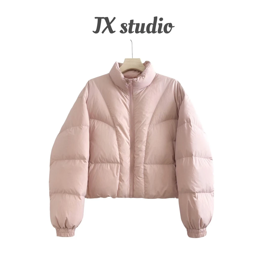 静贤【奶油初雪】冬季新款韩版百搭纯色新国标90白鸭绒保暖羽绒服