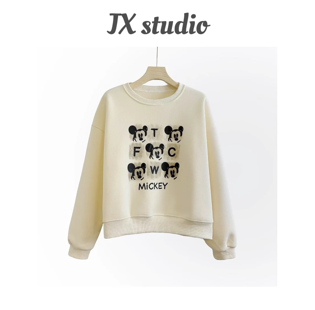 静贤【加绒卫衣】冬季新款韩版百搭减龄显瘦圆领卫衣