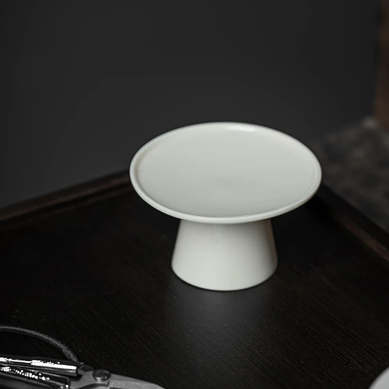 杏白釉陶瓷盖置盖托中式草木灰釉茶壶盖碗盖子搁置架家用茶道配件