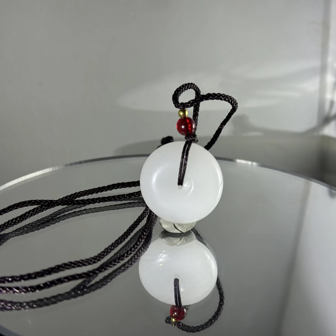 天然金丝玉平安扣吊坠百搭挂件毛衣链