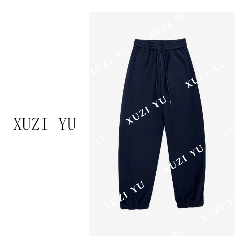 XUZI YU.明线抽绳松紧卫裤D28-77030