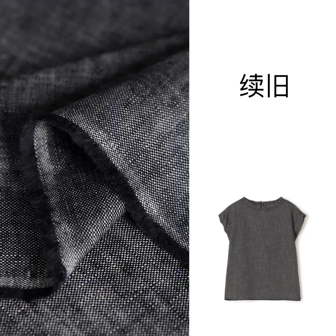 黑灰色织汉麻简约风2024新款夏季复古设计感小衫24217