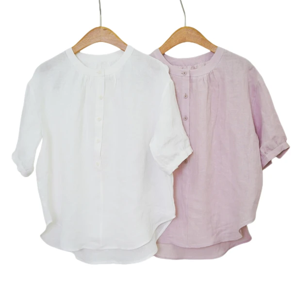 60支生态汉麻提花工艺小衫休闲透气百搭舒适套头设计感上衣23209