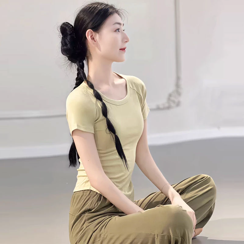 舞蹈上衣女款新款短袖黑色古典舞练功服形体训练服装中国舞现代舞