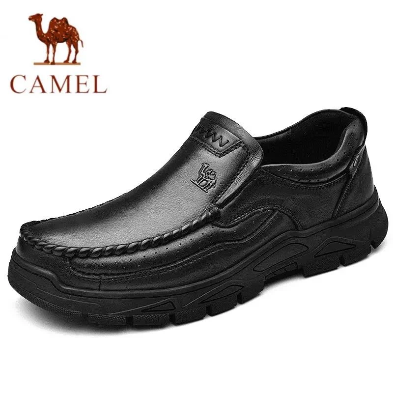 骆驼男鞋秋冬季2023新款真皮休闲皮鞋男头层牛皮软底商务鞋父亲鞋