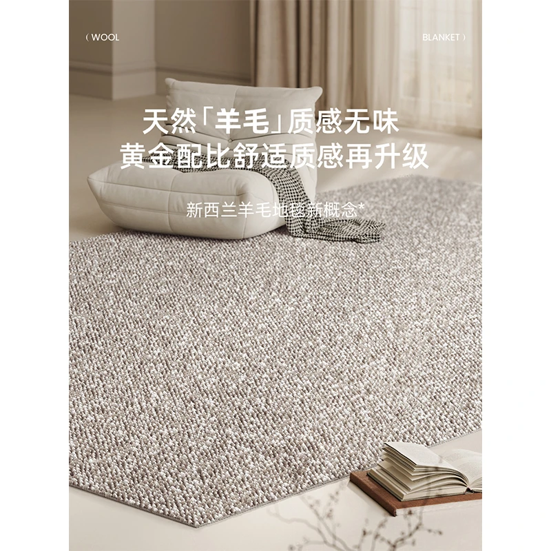 AOVOC 进口羊@毛地毯#客厅素色高级感卧室沙发侘寂耐脏纯色新款