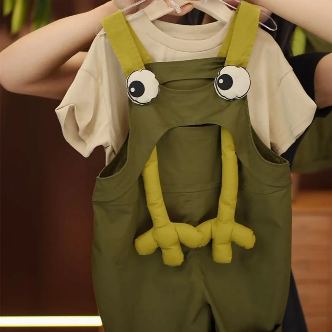 夏季可爱儿童小手背带裤口袋款立体小童背带裤时尚外穿宽松薄款潮