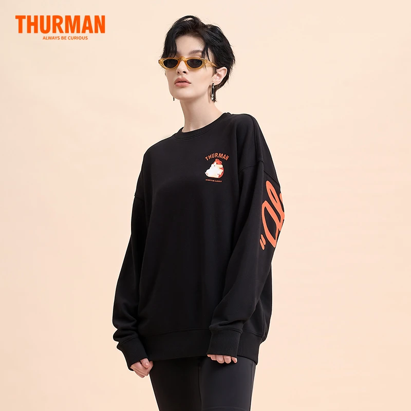 THURMAN×ometoo 猫一杯大字母米妞春季款圆领休闲宽松卫衣无帽