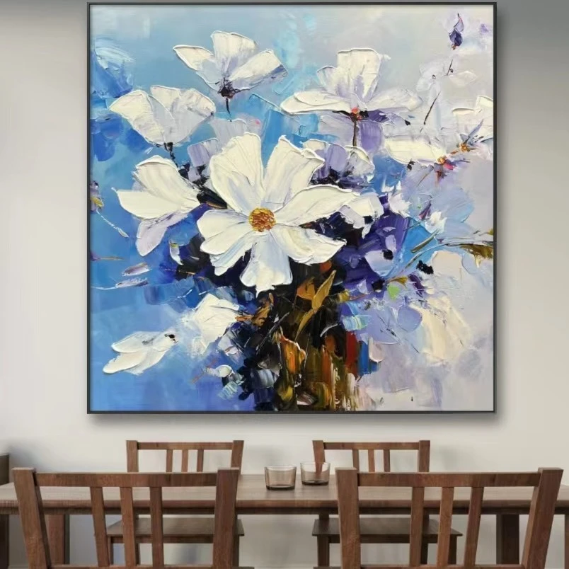 【花开富贵】奶油风装饰画餐厅花卉肌理画小清新田园风客厅墙背景画