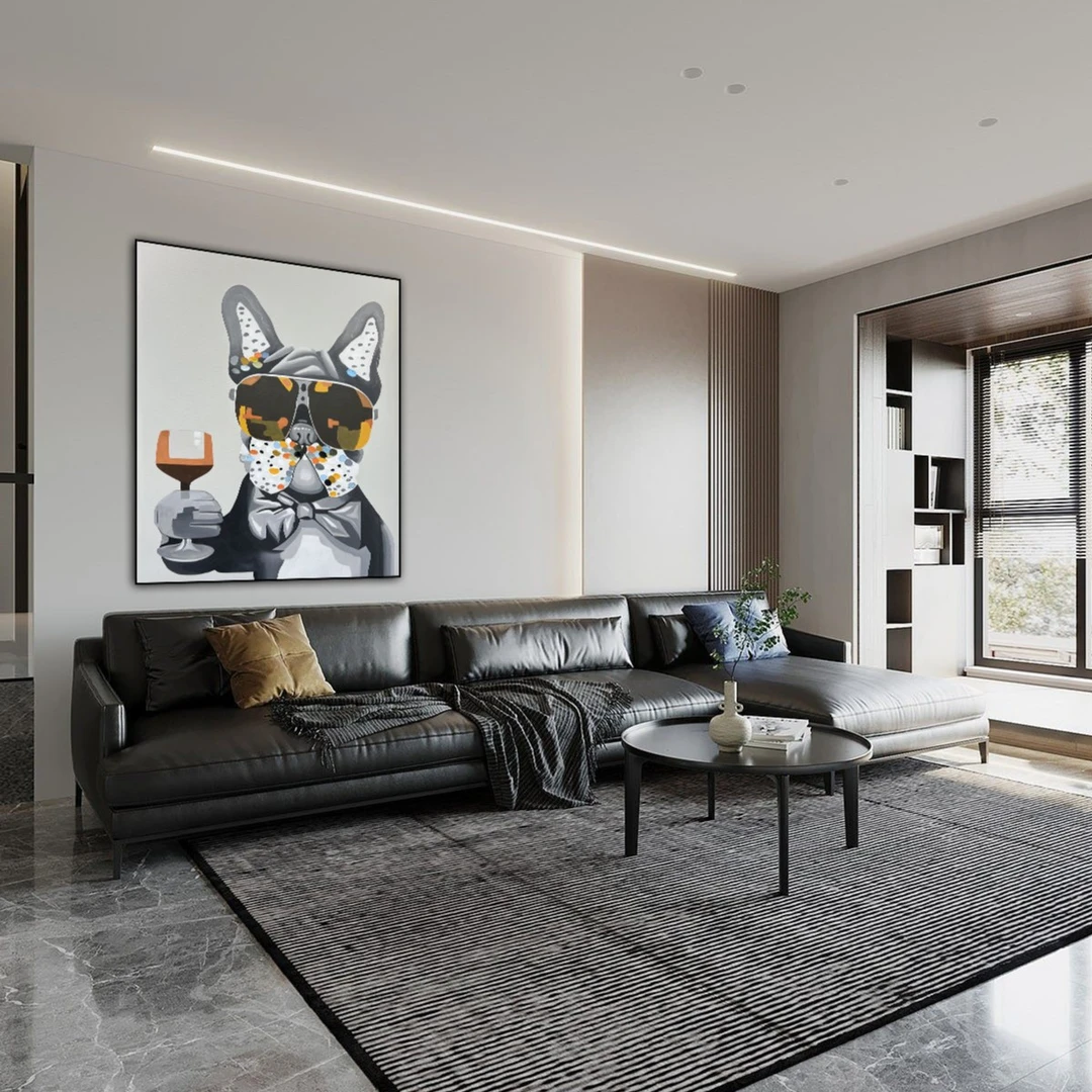 【斗牛犬狗BOSS】现代简约玄关走廊客厅沙发背景抽象装饰画时尚挂画