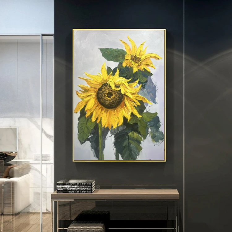 【向阳而生】装饰画花卉玄关田园风沙发背墙客厅花卉高级挂画向日葵