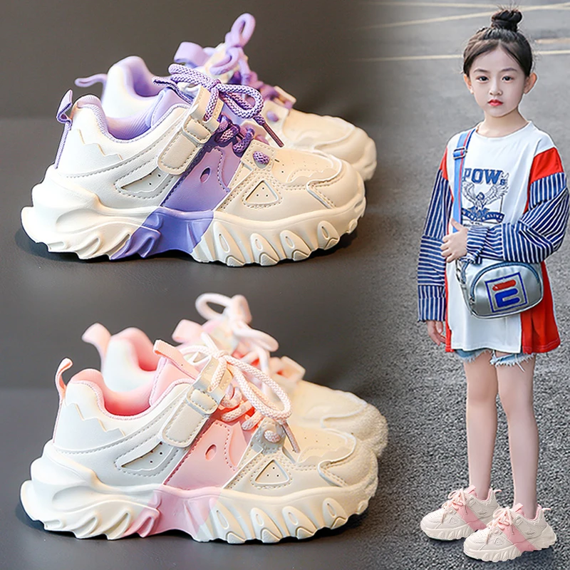 女童鞋子儿童小白鞋3-6岁8幼儿园女款跑步老爹鞋白色女鞋女孩春鞋