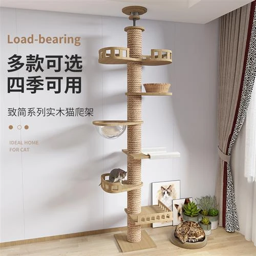 通天柱猫爬架猫窝猫树一体简单玩具猫抓板剑麻大型猫架实木猫跳台