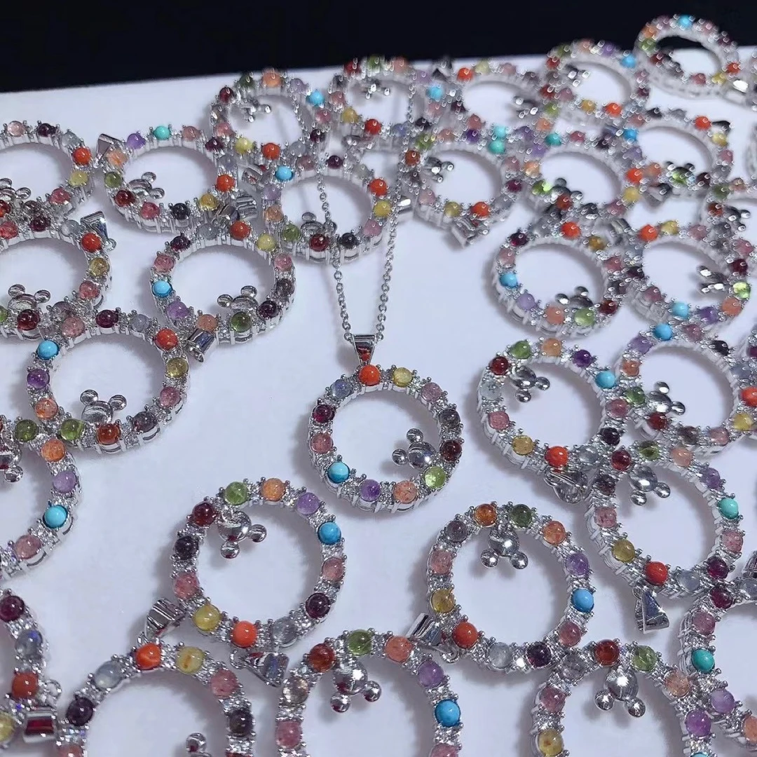 多宝镶嵌吊坠主石超七极光金太阳拉长石南红橄榄石松石石榴石