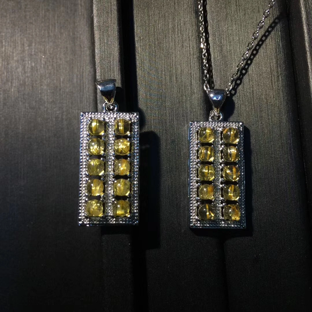 金发晶算盘吊坠金发晶算盘项链挂件发丝饱满发晶挂坠