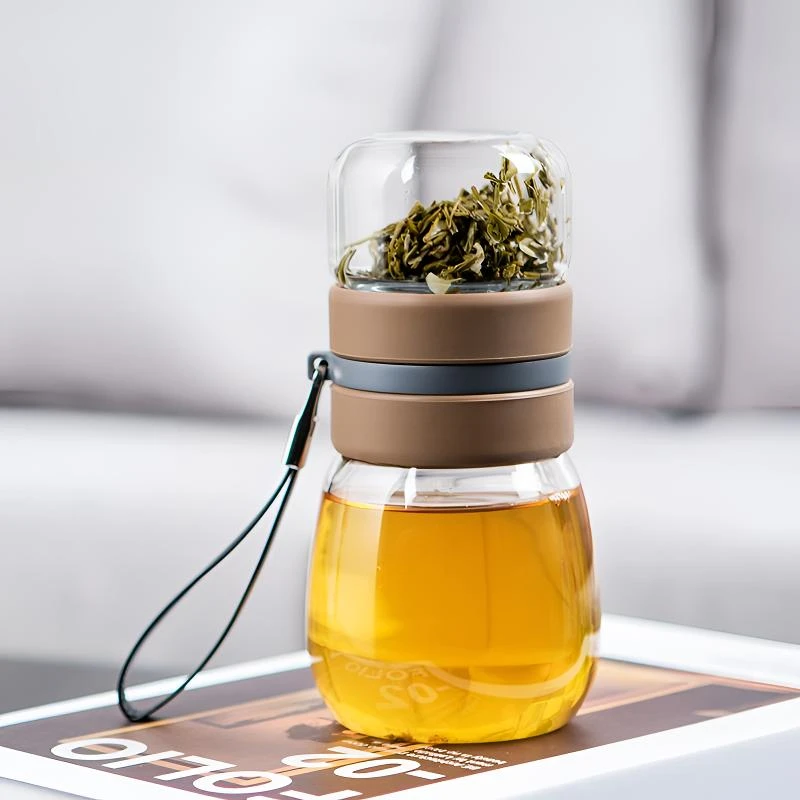 茶水分离玻璃杯男士带盖过滤茶茶杯玻璃女士透明便携高档耐热水杯