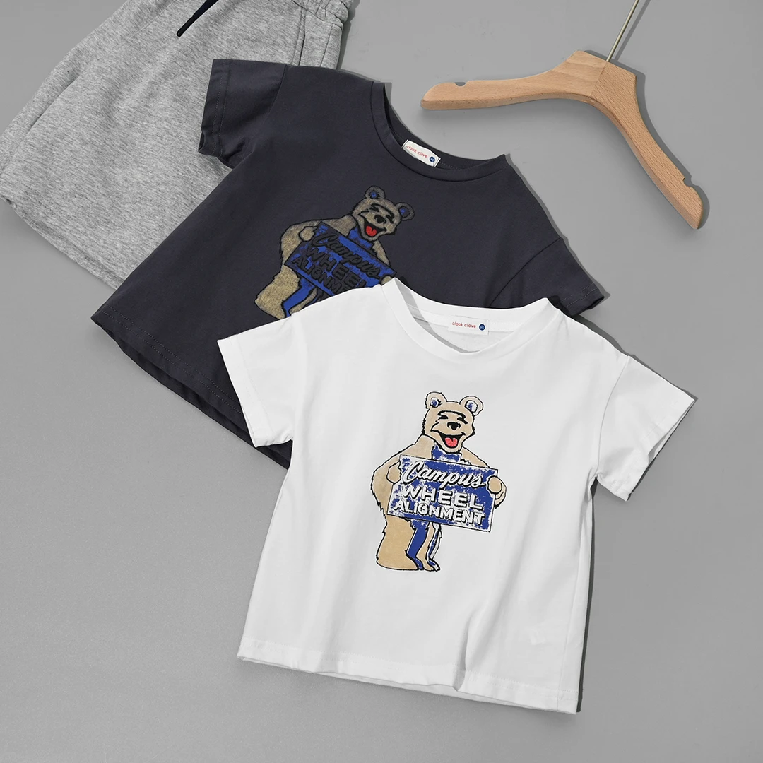 特 儿童卡通小熊T恤 宽松短袖上衣圆领打底衫 中小童 夏款 79635