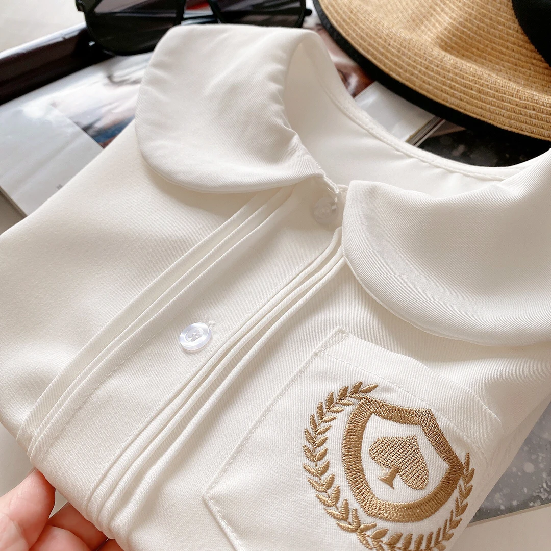 儿童衬衣白衬衫 软 女童学生校服 校园活动打底长袖中大童 78077