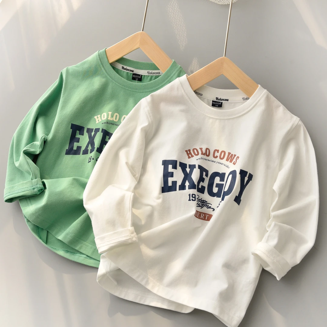 儿童长袖T恤 男童女童圆领印字母打底衫 中大童 春秋款 84104