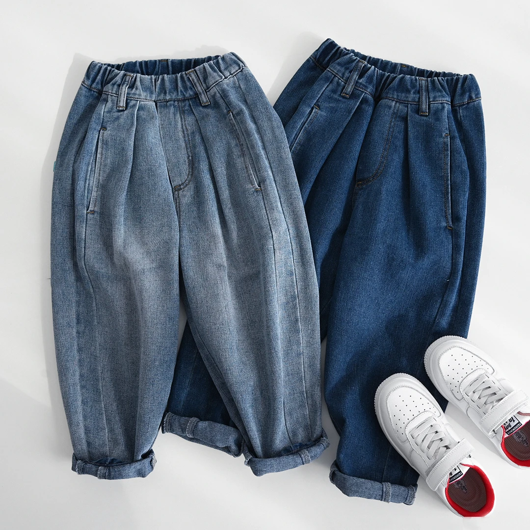 软牛仔 儿童牛仔裤 男女童帅气宽松哈伦裤老爹裤 春秋 童装 75789