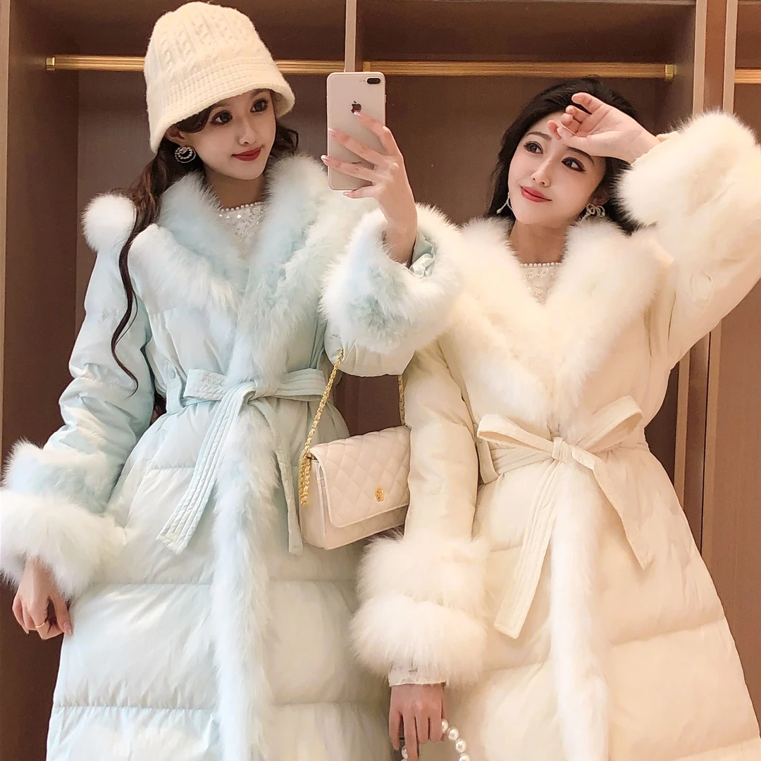 艾日秀定制●2024冬季甜美慵懒风双层毛毛收腰中长款外套 E7961