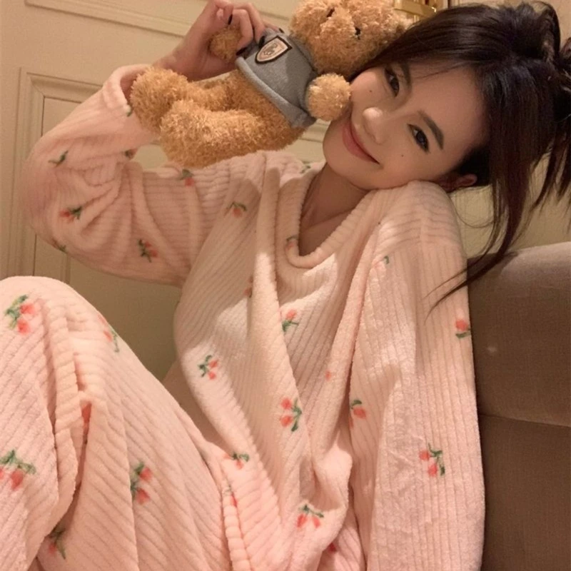 ins小清新睡衣女套装秋冬春保暖仙女家居服两件套长袖卡通甜美