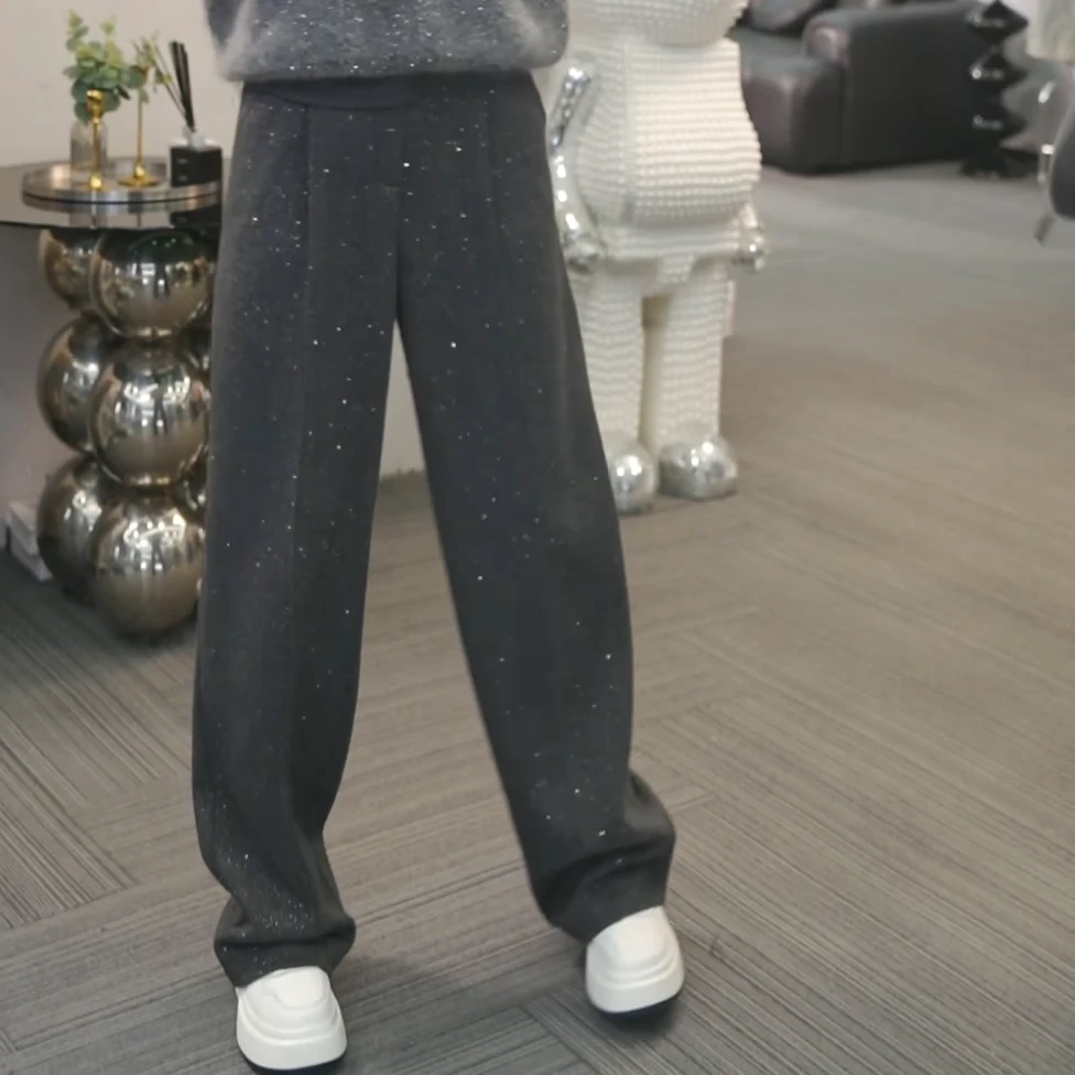 【Jason colors】秋冬上新时尚轻奢重工休闲百搭洋气宽松直筒裤女