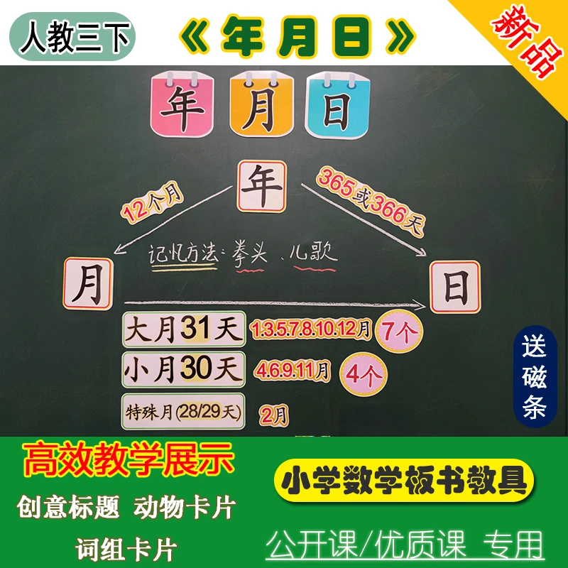 年月日公开课板书设计小学数学三年级下册老师赛课黑板教具板贴