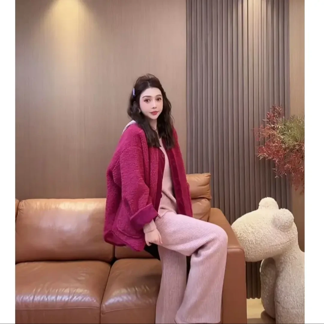 摇粒绒毛茸茸外套~加绒香风上衣时尚宽松慵懒外套