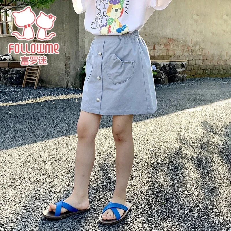 富罗迷休闲童装女童半身裙夏季新款洋气小女孩宝宝短裙F2B7403D