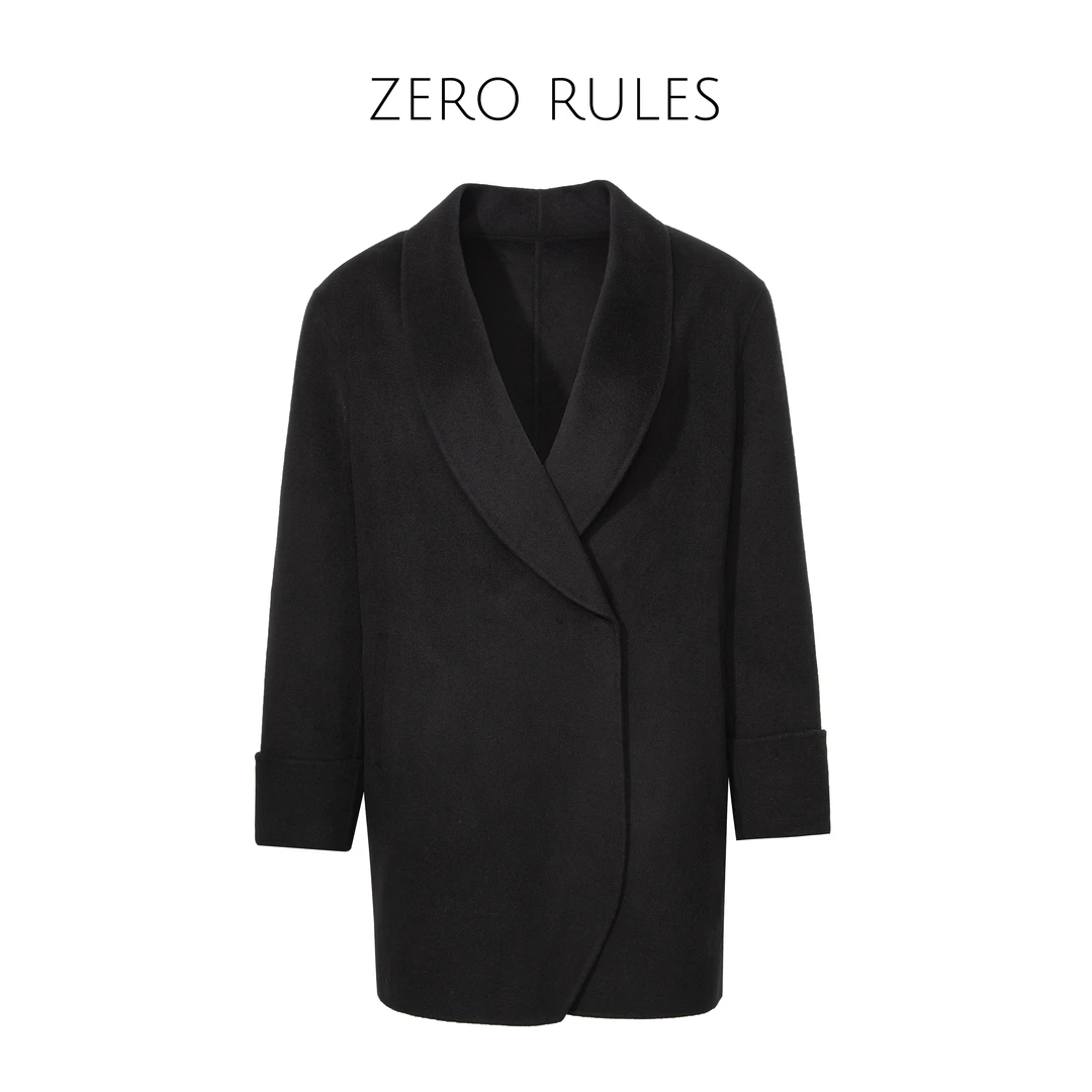 23101516【私服山羊绒大衣】Chao细16微米100山羊绒 垫肩羊绒大衣