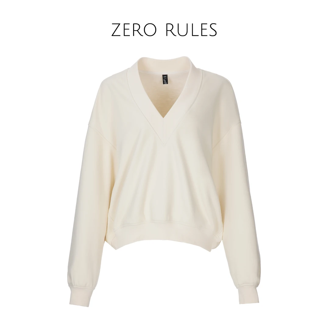 24091102【大V卫衣】高定桑蚕丝羽绒纱一体绒轻奢！大V领加厚卫衣