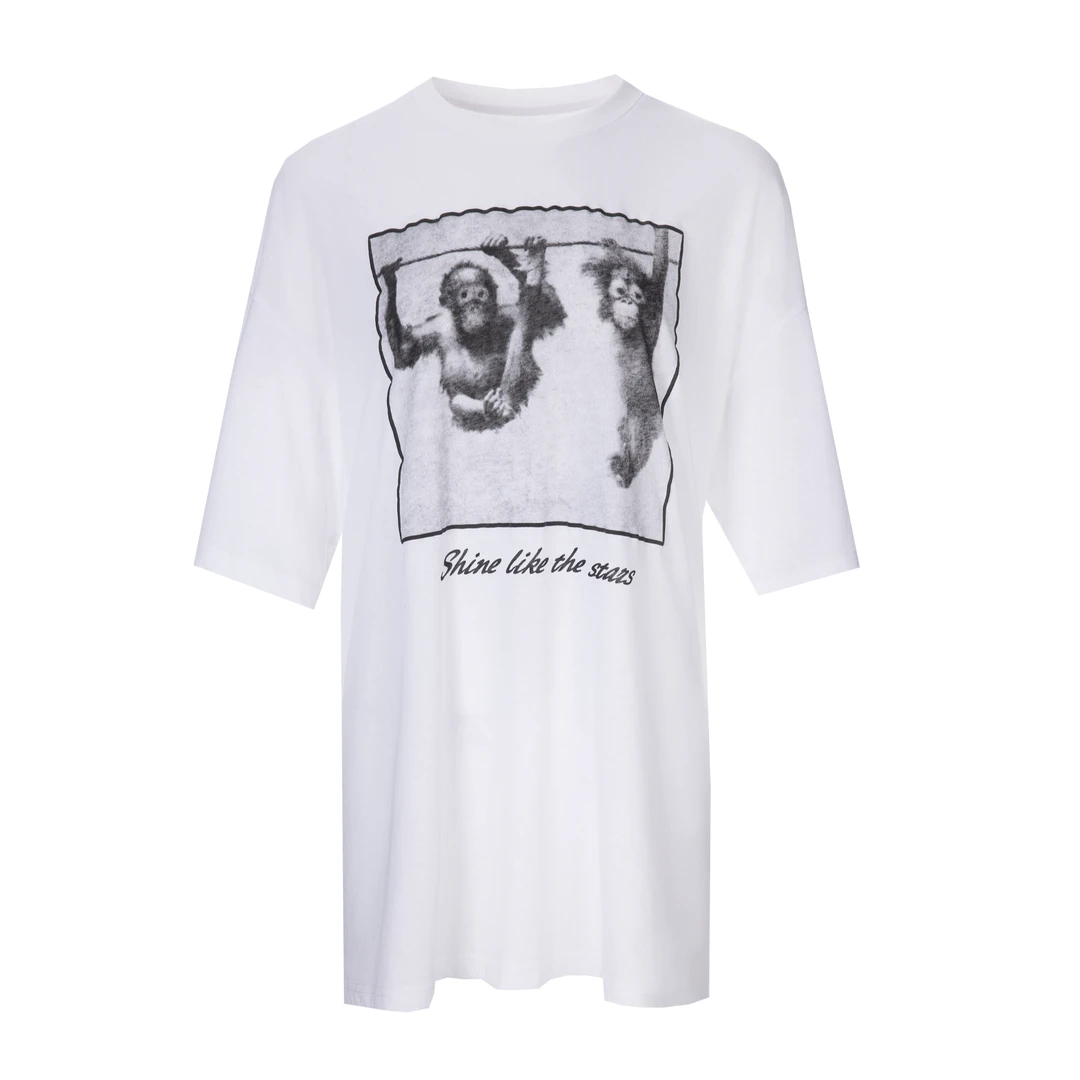 24022400【猴子T】高定Chao细水洗棉 BF风宽松大版型圆领T恤