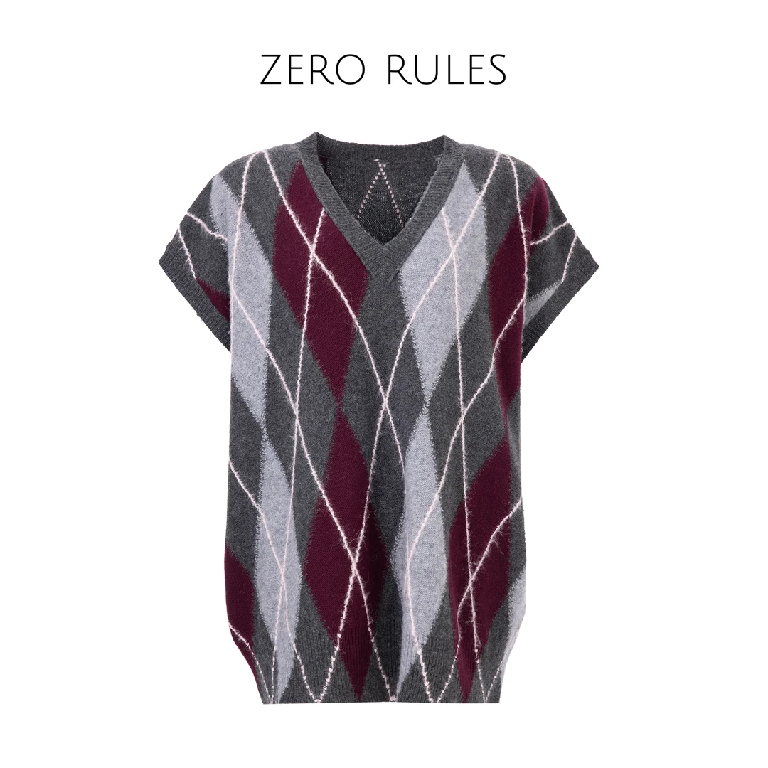 24102326【彩格马甲】高定Chao细100绵羊毛拉毛工艺 格纹羊毛马甲