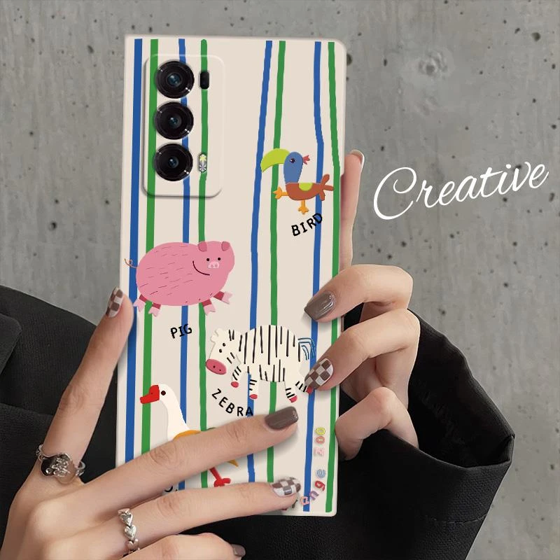 荣耀MagicV2手机壳新款卡通动物园线条小众MagicVS折叠屏高级感保